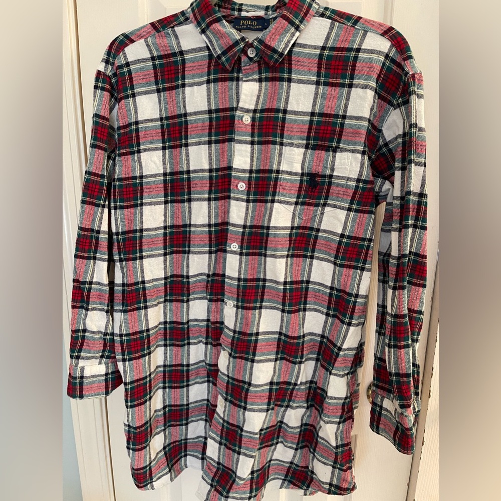Polo by Ralph Lauren Red Green White Plaid Button-Down Shirt